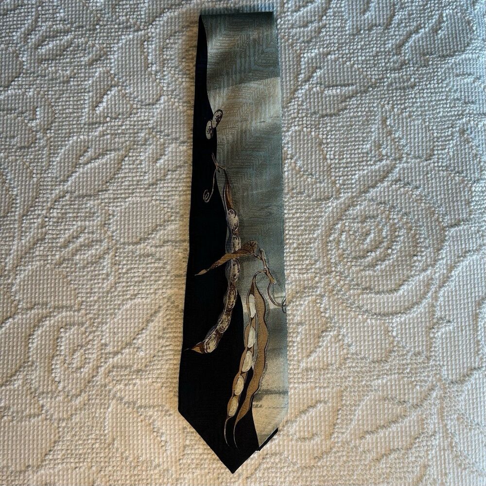 Sazzari Men's Silk Tie Abstract Pattern Black Gray Beige Gold Designer Woven